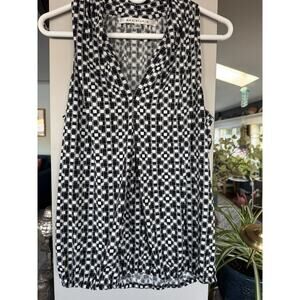 Max Studio Black White Geometric Print Top Womens size L